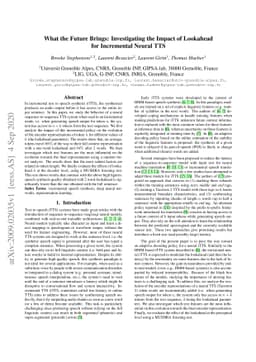 What the Future Brings: Investigating the Impact of Lookahead for
  Incremental Neural TTS