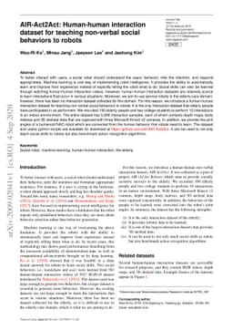 AIR-Act2Act: Human-human interaction dataset for teaching non-verbal
  social behaviors to robots