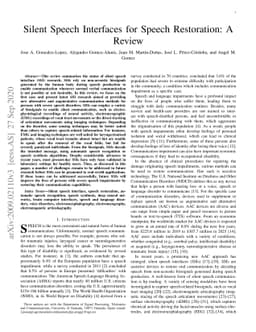 Silent Speech Interfaces for Speech Restoration: A Review