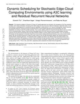 Dynamic Scheduling for Stochastic Edge-Cloud Computing Environments
  using A3C learning and Residual Recurrent Neural Networks