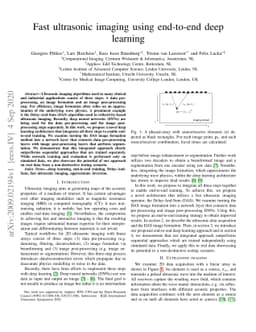 Fast ultrasonic imaging using end-to-end deep learning