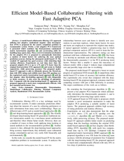 Efficient Model-Based Collaborative Filtering with Fast Adaptive PCA