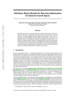 Sub-linear Regret Bounds for Bayesian Optimisation in Unknown Search
  Spaces