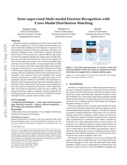 Semi-supervised Multi-modal Emotion Recognition with Cross-Modal
  Distribution Matching