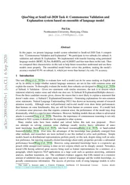 QiaoNing at SemEval-2020 Task 4: Commonsense Validation and Explanation
  system based on ensemble of language model