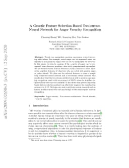 A Genetic Feature Selection Based Two-stream Neural Network for Anger
  Veracity Recognition
