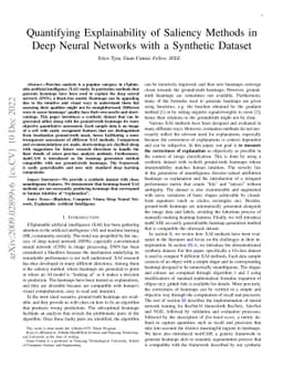 Quantifying Explainability of Saliency Methods in Deep Neural Networks
  with a Synthetic Dataset