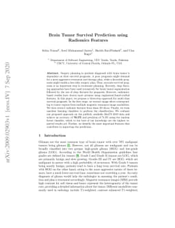 Brain Tumor Survival Prediction using Radiomics Features