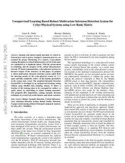 Unsupervised Learning Based Robust Multivariate Intrusion Detection
  System for Cyber-Physical Systems using Low Rank Matrix