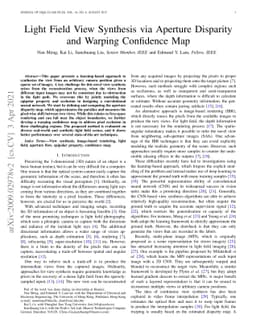 Light Field View Synthesis via Aperture Disparity and Warping Confidence
  Map