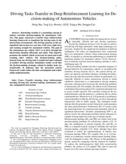 Driving Tasks Transfer in Deep Reinforcement Learning for
  Decision-making of Autonomous Vehicles
