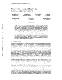 Measuring Massive Multitask Language Understanding