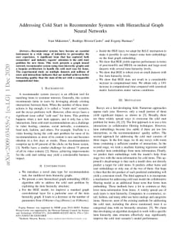 Addressing Cold Start in Recommender Systems with Hierarchical Graph
  Neural Networks