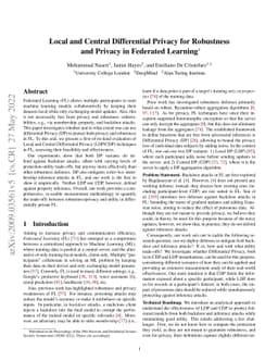 Local and Central Differential Privacy for Robustness and Privacy in
  Federated Learning