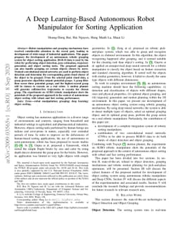 A Deep Learning-Based Autonomous RobotManipulator for Sorting
  Application