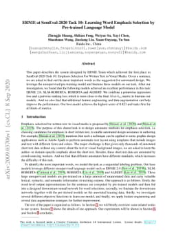 ERNIE at SemEval-2020 Task 10: Learning Word Emphasis Selection by
  Pre-trained Language Model