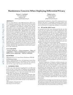Randomness Concerns When Deploying Differential Privacy