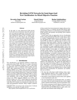 Revisiting LSTM Networks for Semi-Supervised Text Classification via
  Mixed Objective Function