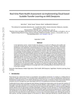 Real-time Plant Health Assessment Via Implementing Cloud-based Scalable
  Transfer Learning On AWS DeepLens