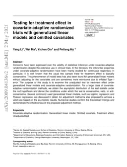 Testing for Treatment Effect in Covariate-Adaptive Randomized Clinical
  Trials with Generalized Linear Models and Omitted Covariates