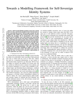 Towards a Modelling Framework for Self-Sovereign Identity Systems