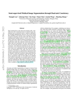 Semi-supervised Medical Image Segmentation through Dual-task Consistency