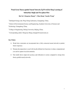 Weak Form Theory-guided Neural Network (TgNN-wf) for Deep Learning of
  Subsurface Single and Two-phase Flow