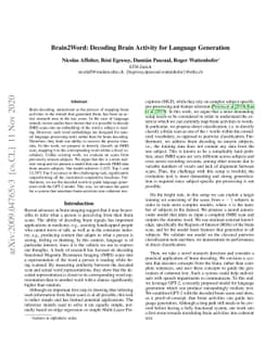 Brain2Word: Decoding Brain Activity for Language Generation