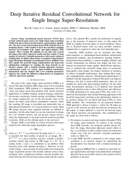Deep Iterative Residual Convolutional Network for Single Image
  Super-Resolution