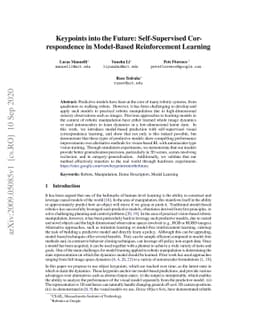 Keypoints into the Future: Self-Supervised Correspondence in Model-Based
  Reinforcement Learning