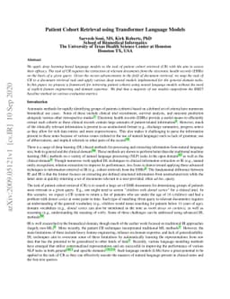 Patient Cohort Retrieval using Transformer Language Models