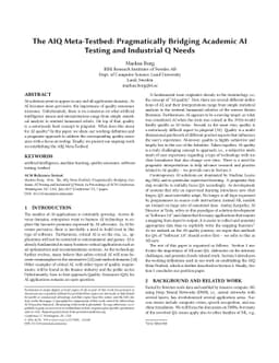 The AIQ Meta-Testbed: Pragmatically Bridging Academic AI Testing and
  Industrial Q Needs