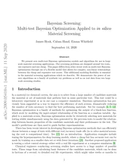 Bayesian Screening: Multi-test Bayesian Optimization Applied to in
  silico Material Screening