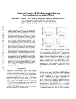 Enhancing Unsupervised Video Representation Learning by Decoupling the
  Scene and the Motion