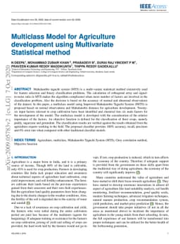 Multiclass Model for Agriculture development using Multivariate
  Statistical method