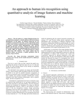 An approach to human iris recognition using quantitative analysis of
  image features and machine learning