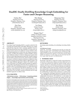 DualDE: Dually Distilling Knowledge Graph Embedding for Faster and
  Cheaper Reasoning