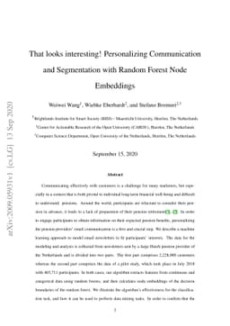 That looks interesting! Personalizing Communication and Segmentation
  with Random Forest Node Embeddings