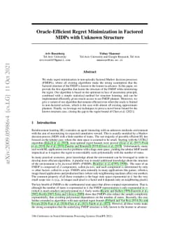 Oracle-Efficient Regret Minimization in Factored MDPs with Unknown
  Structure