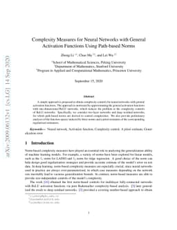 Complexity Measures for Neural Networks with General Activation
  Functions Using Path-based Norms
