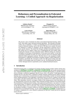 Robustness and Personalization in Federated Learning: A Unified Approach
  via Regularization