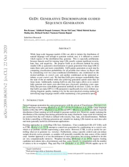 GeDi: Generative Discriminator Guided Sequence Generation