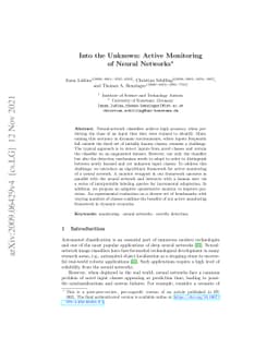 Into the Unknown: Active Monitoring of Neural Networks