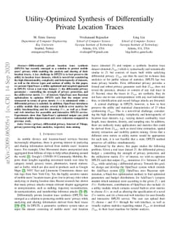 Utility-Optimized Synthesis of Differentially Private Location Traces