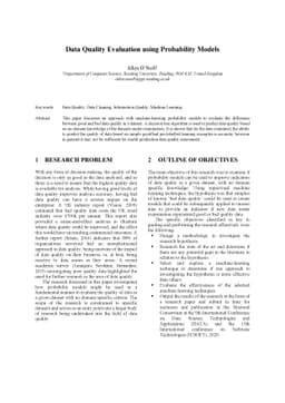 Data Quality Evaluation using Probability Models