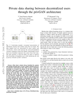 Private data sharing between decentralized users through the privGAN
  architecture