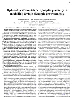 Optimality of short-term synaptic plasticity in modelling certain
  dynamic environments