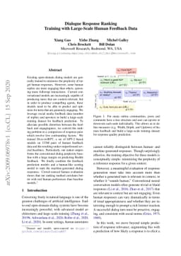Dialogue Response Ranking Training with Large-Scale Human Feedback Data