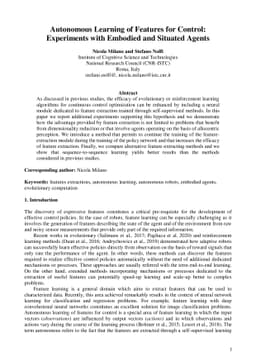 Autonomous Learning of Features for Control: Experiments with Embodied
  and Situated Agents