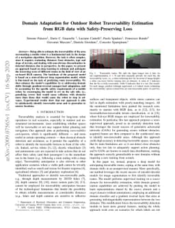 Domain Adaptation for Outdoor Robot Traversability Estimation from RGB
  data with Safety-Preserving Loss